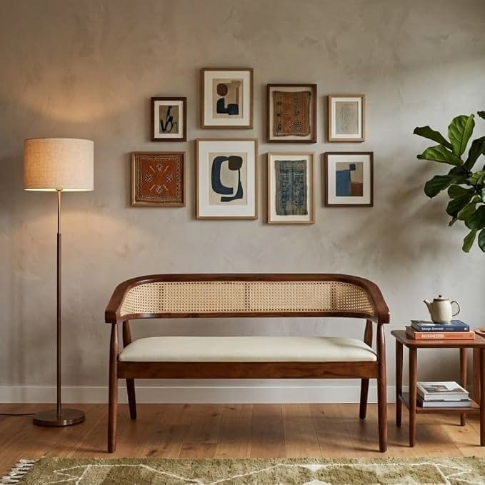 Vintage designer cane back comfort bench